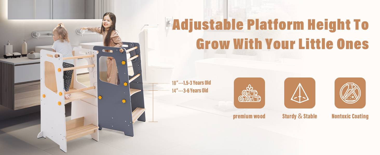Adjustable Platform Height To Grow With Your Littie ones