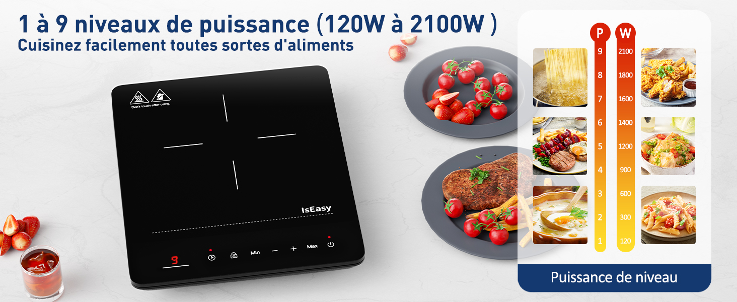 Plaque à Induction Portable, Table Induction 1 Foyers, Plaque De Cuisson à Induction 2100W Avec Minuterie, Verrou Enfants 11 induction portable