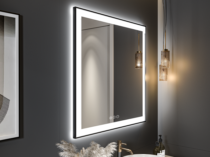 CHARMOR 72x36 Framed LED Bathroom Mirror, Large Dimmable