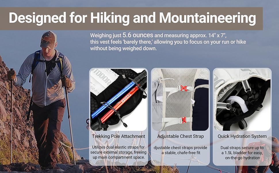 Running Vest Designed for Hiking and Mountaineering