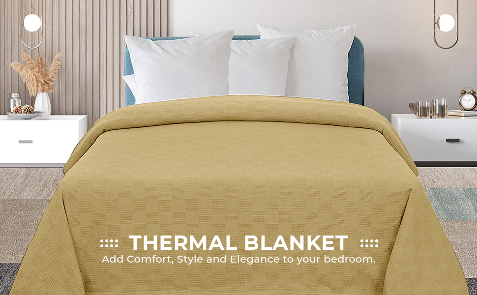 Avalon Twin Blanket 100 Cotton Throw Blanket (90x72 Inches) Beige Throw Blanket for