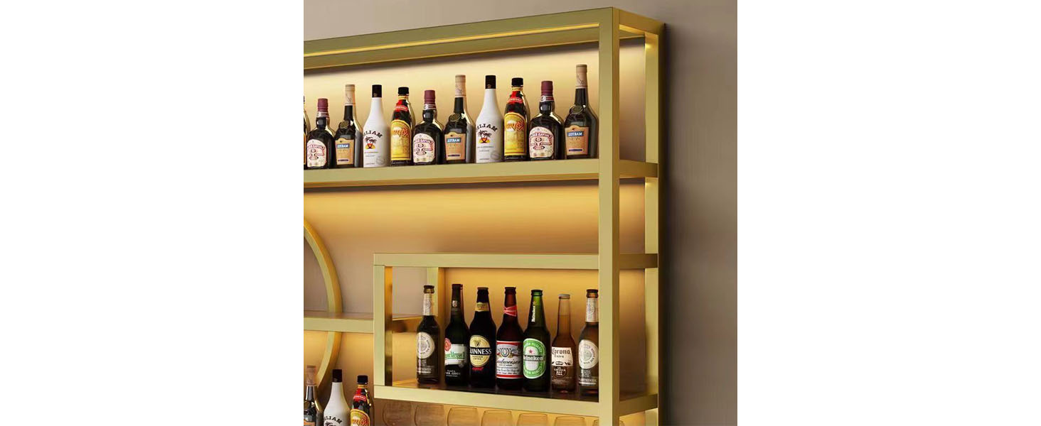 HFTUW Modern Wine Rack Wall Mounted, Metal Wall Bar Shelves