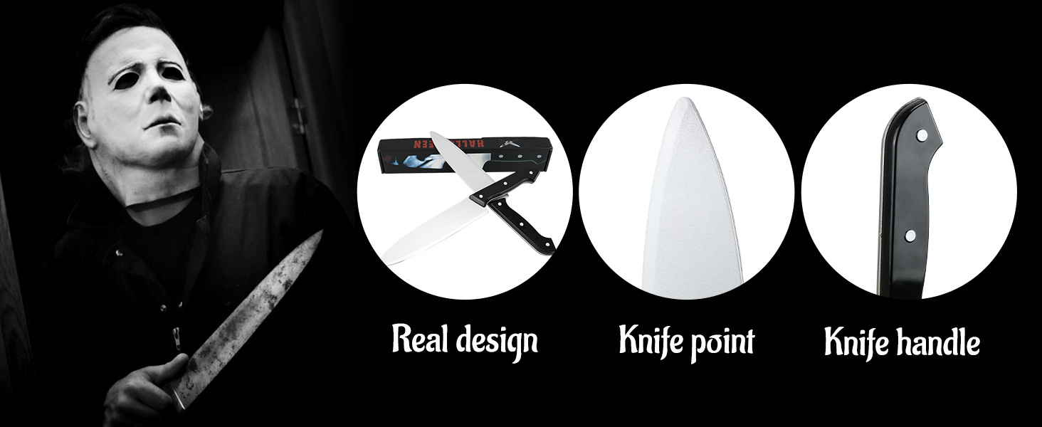 Michael Myers Knife,30cm Long Fake Bloody Knife with Black Handle