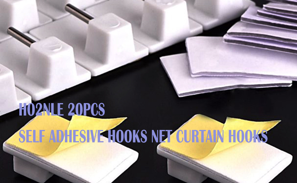HO2NLE 20pcs Net Curtain Hooks Self Adhesive Curtain Hooks Plastic Net