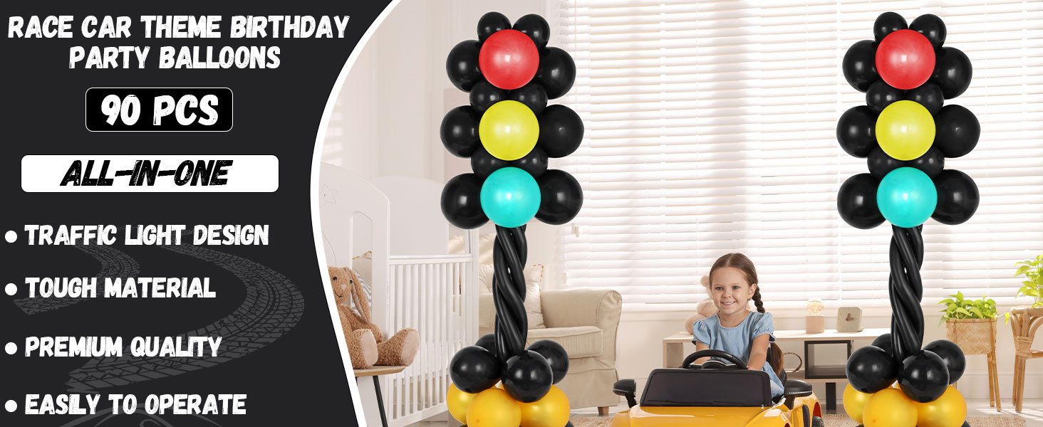 90PCS Traffic Light Balloons - Race Car Theme Birthday Party Decorat