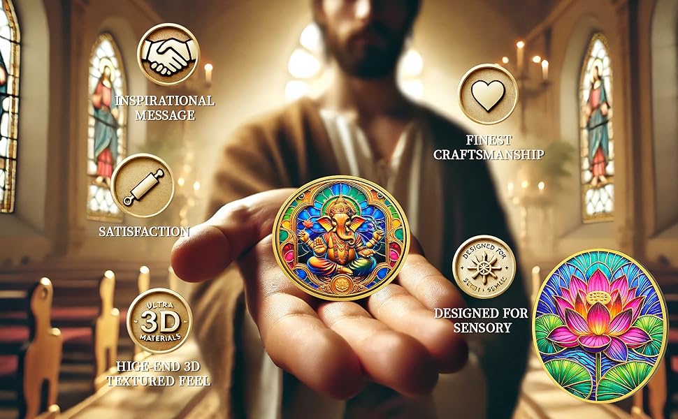 Ganesha Religious Coin Gift Set | Inspirational Ganesha Medallion | Faith-Based Gifts