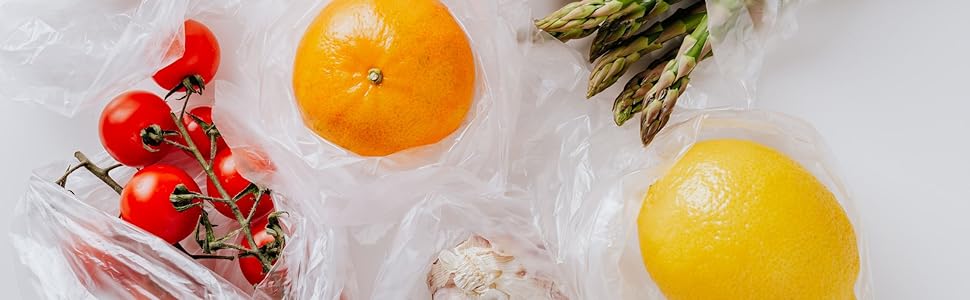 clear produce vegetable fruit bread bags supermarket grocery reusable food storage bag on a roll