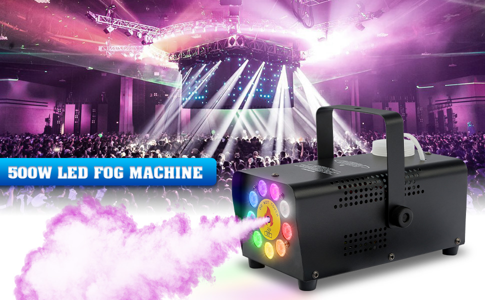 TCFUNDY Fog Machine with 9 LED Lights, 500W Smoke Machine with 12 Color