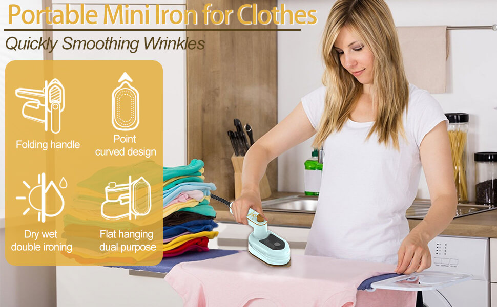 Portable Mini Steamer for Clothes Travel Size, 2-in-1 Brynnl Handheld Small Steam Iron, 