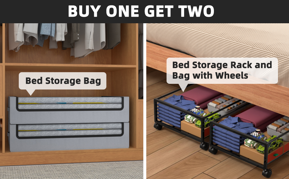 Skycarper Under Bed Clothes Storage with Wheels, Blanket