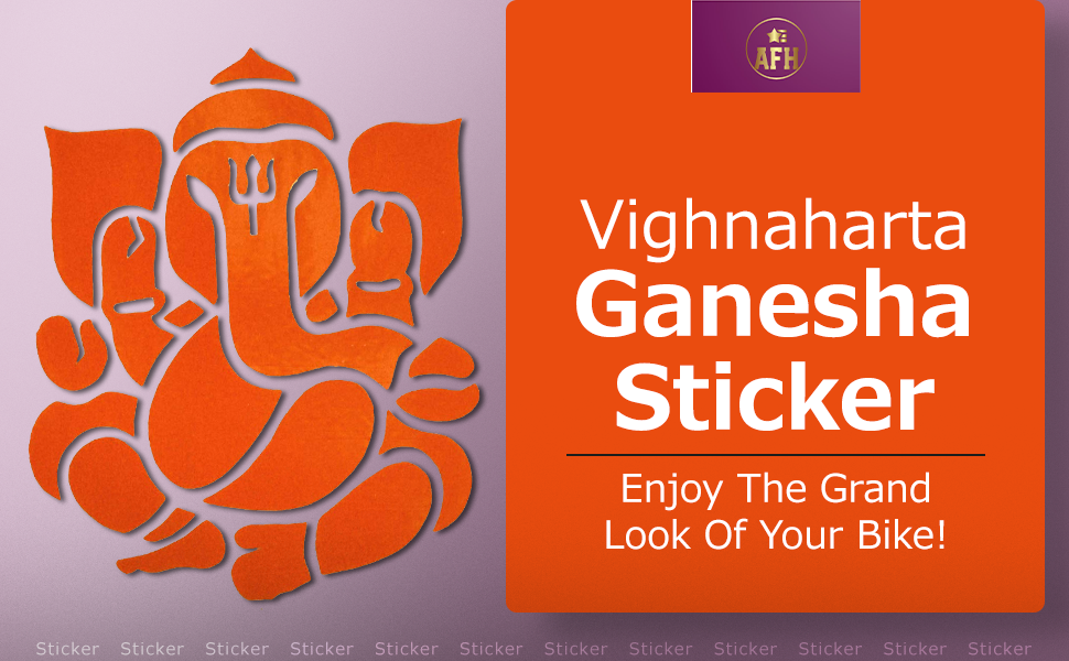 AFH Vighnaharta Ganesha Orange Decorative Motorcycle Design Sticker for