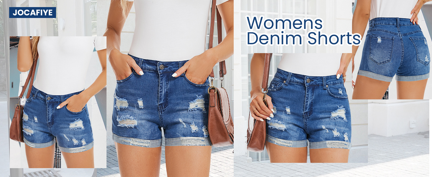 Dark blue denim shorts