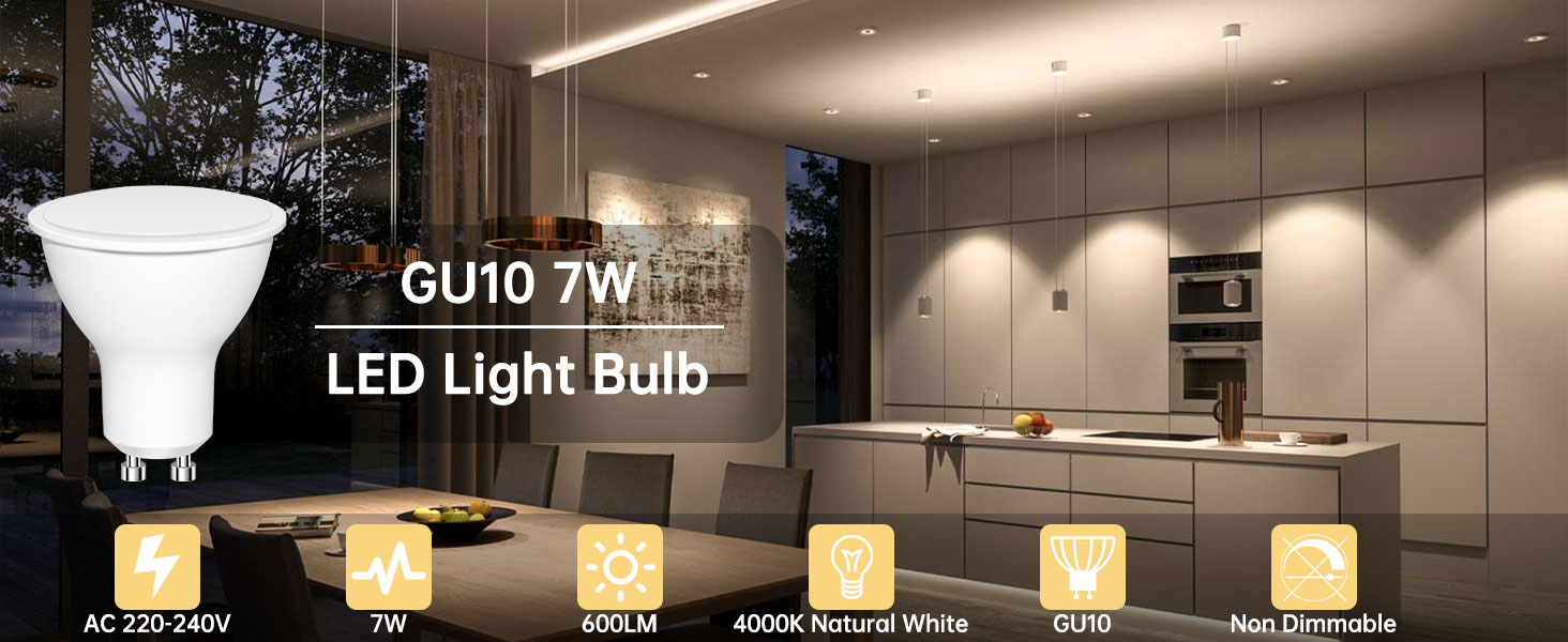 Caldarax 7W GU10 LED Bulbs Natural White 4000K 600LM, 50W Halogen