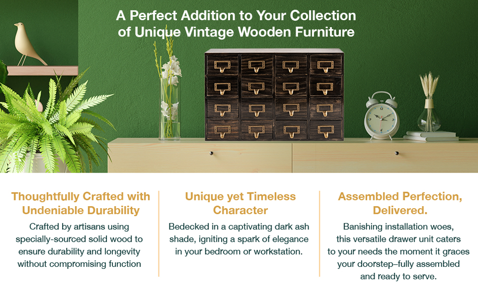 Dark Ash 16Drawer Card Catalog Artisan Drawer Chest 20