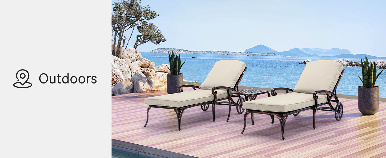 2-Pack Extra Thick 5-Inch Outdoor Chaise Lounge Cushions