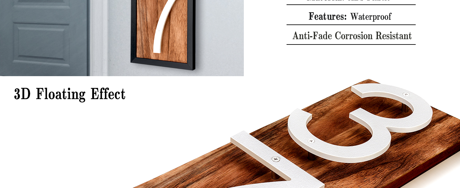 IVERRA 8 Inch Large Floating House Numbers, White Modern