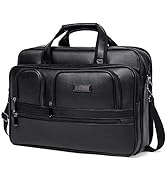 CLUCI Leather Briefcase for Men Large Capacity 15.6 Inch Laptop Business Travel Shoulder Bag