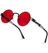 FEISEDY Retro Sunglasses Steampunk Men Women Gothic Round Metal Frame Punk Shade B0147