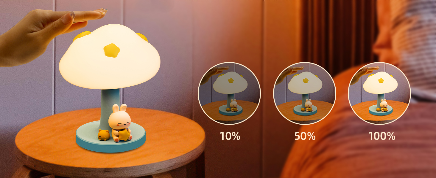 baby nusery room bedside lamp mushroom night light