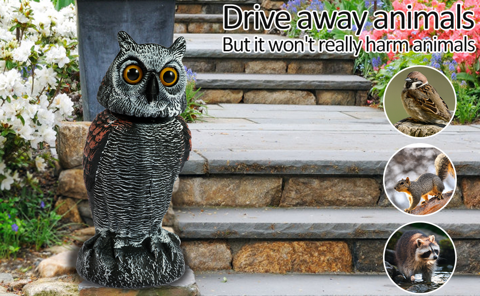 Fake Owl Decoy, Simulation Owl Bird Deterrent Lifelike Owl Statue Scare