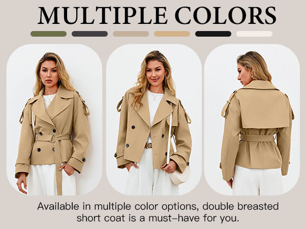 Amazon.com: Tankaneo Womens Cropped Trench Coat Casual Double