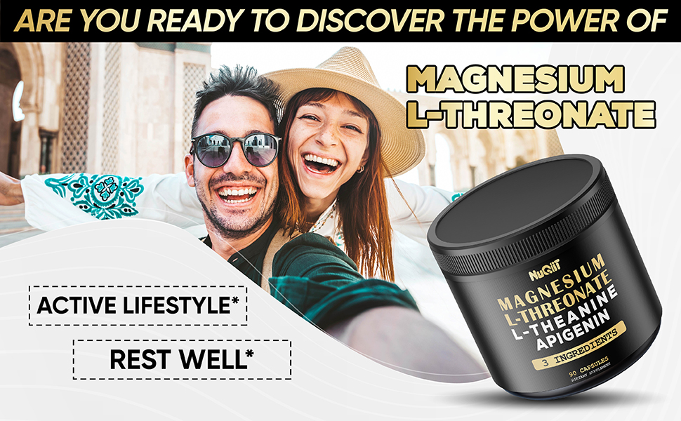 Magnesium LThreonate 1500mg LTheanine 200mg Apigenin 100mg Supplement 90