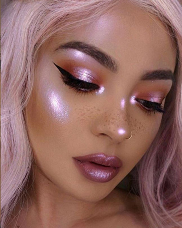 pink glitter highlighter makeup