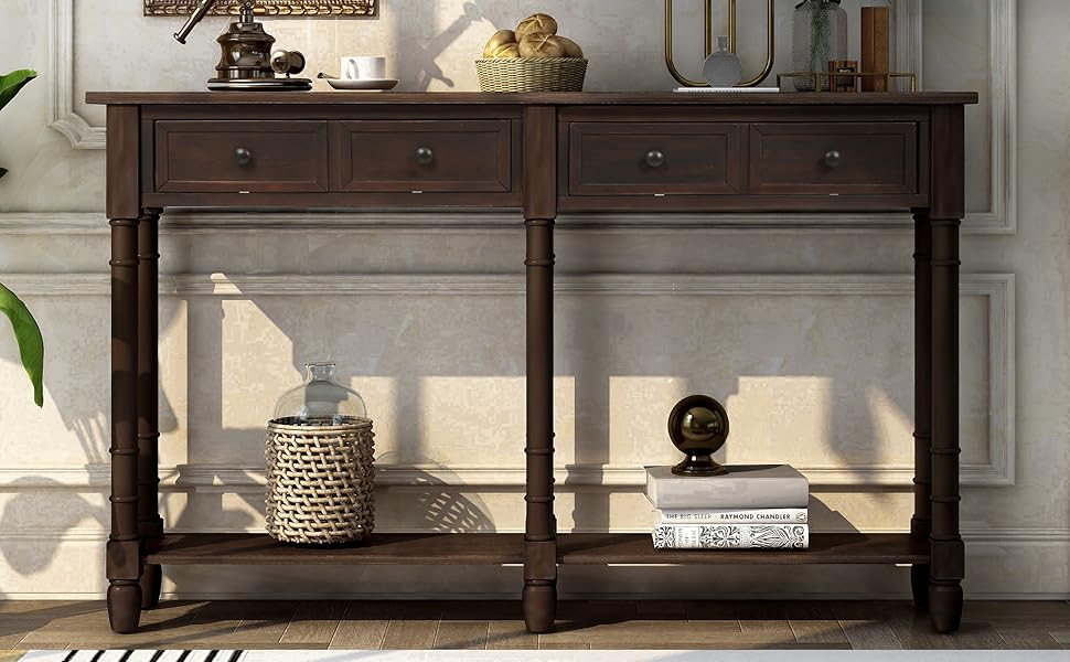 Merax Narrow Console Sofa Table Sideboard with Drawers and