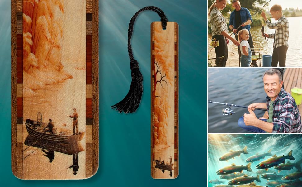 Fishing the River wood bookmarks