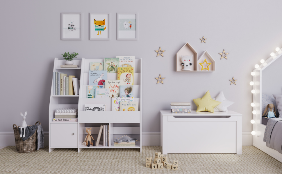 Sturdis White Kids Bookshelf Home & Kitchen