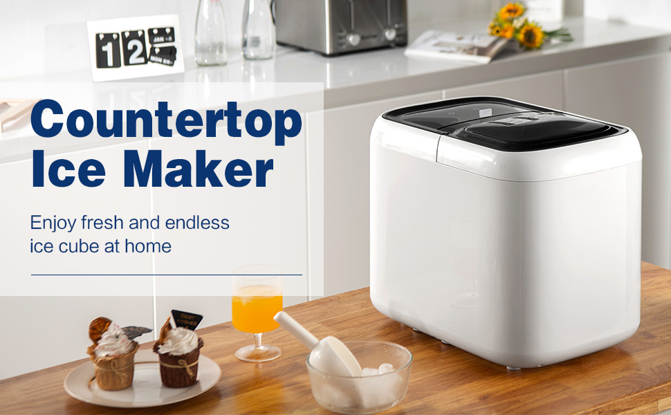 RELAX4LIFE Macchina Ghiaccio 15kg/24 Ore, 9 Cubetti Di Ghiaccio In 6 Minuti Cubetti, Macchina Del Ghiaccio Con Serbatoio D’Acqua 2 L, Cestello E Paletta Per Casa Ufficio Ristorante Bar 13 01