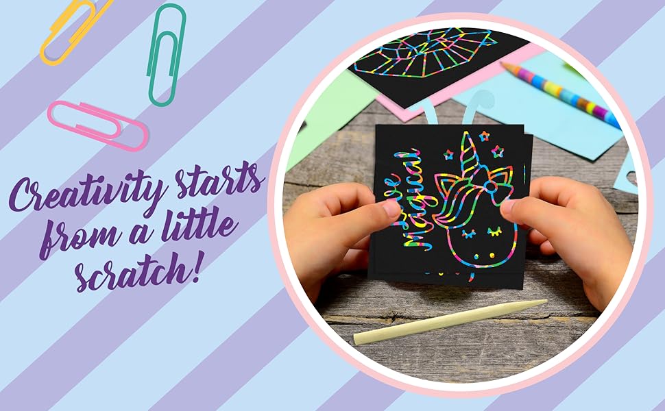 PURPLE LADYBUG Rainbow Holographic Scratch Off Art Mini Notes Set