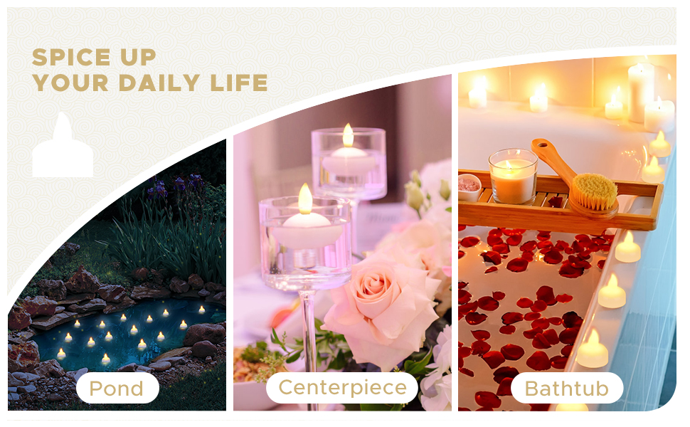 24Pcs Floating Tea Lights Pool Candles, Flameless Floating Tealights, Flickering LED