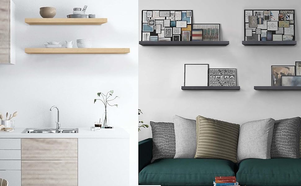 WOLTU High Gloss Floating Shelf Storage Display Unit Wall Mounted Bookcases Unit White 50 Cm 13 floating shelf