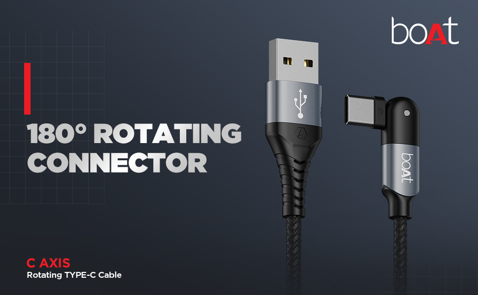 boAt C Axis 1.5 m Cable with Rotating Connector, 3A Rapid Charging