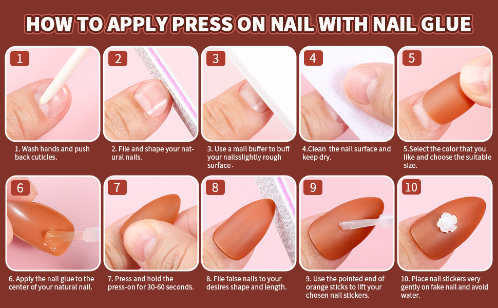 Almond Press On Nails, Teenitor Almond Shape Press On Nails