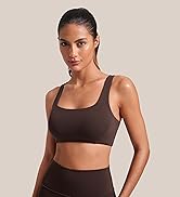 CRZ YOGA Butterlift Double Lined Square Neck Sports Bras for Women - Wireless V-Shaped Racerback ...