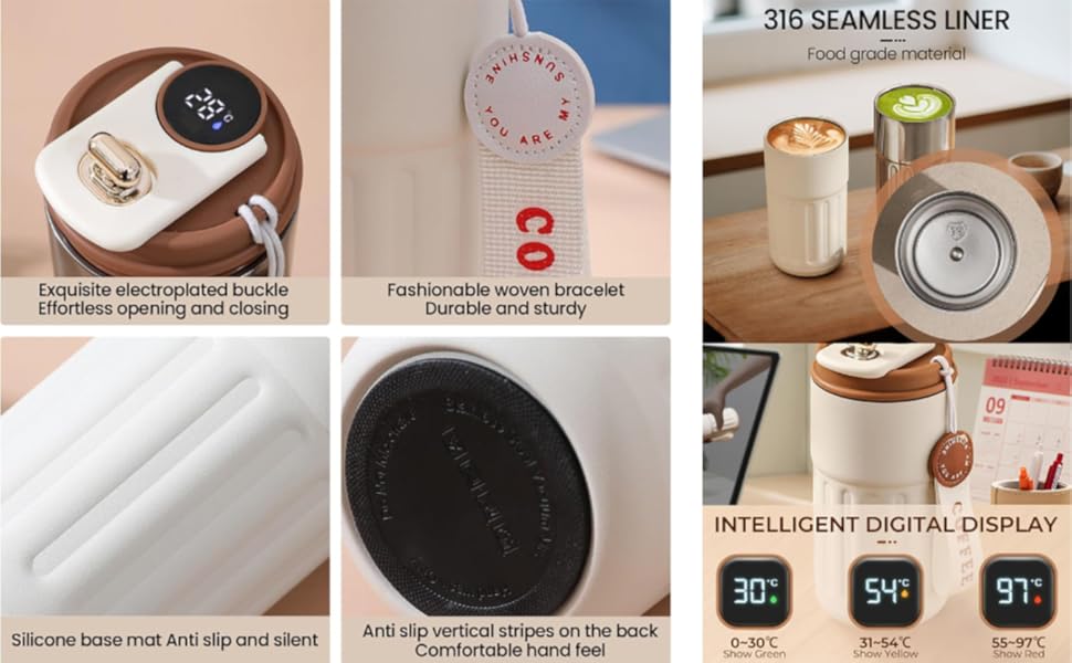 Favria Insulated Mug,Travel Coffee/Tea Mug with Temperature Display