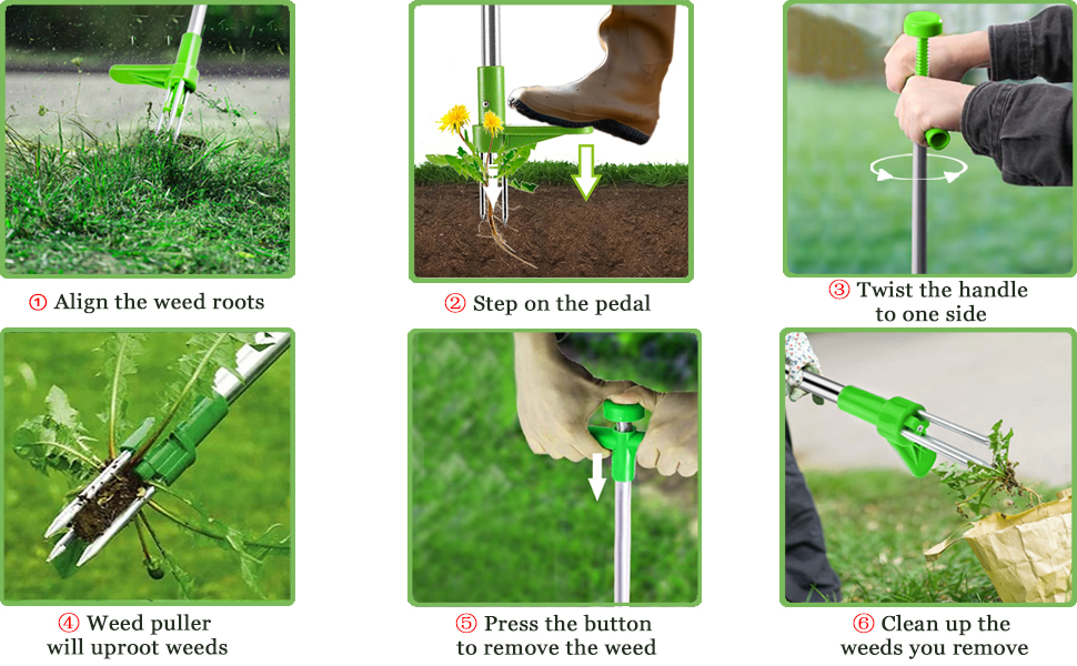 Standing Weed Puller Stand Up Weeders Tool with Long
