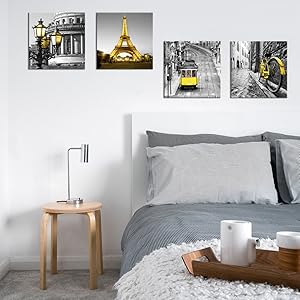 Yellow wall art for bedroom