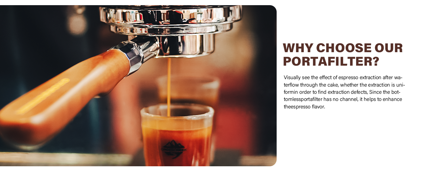 CrossCreek 51mm Espresso Bottomless Portafilter with 2 Ear