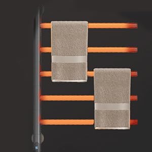 Sèche-Serviettes Électrique, Pivotant à 180 ° Porte-Serviettes Chauffant, Chauffe-Serviettes électrique Mural Avec Thermostat(45-70℃) Minuterie, Écran LED, 660x420cm, 80W, Noir 12 9999