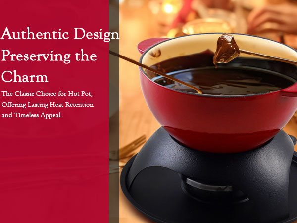 CAST IRON FONDUE POT