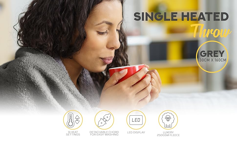 MONHOUSE Heated Throw Electric Blanket Digital Controller Timer