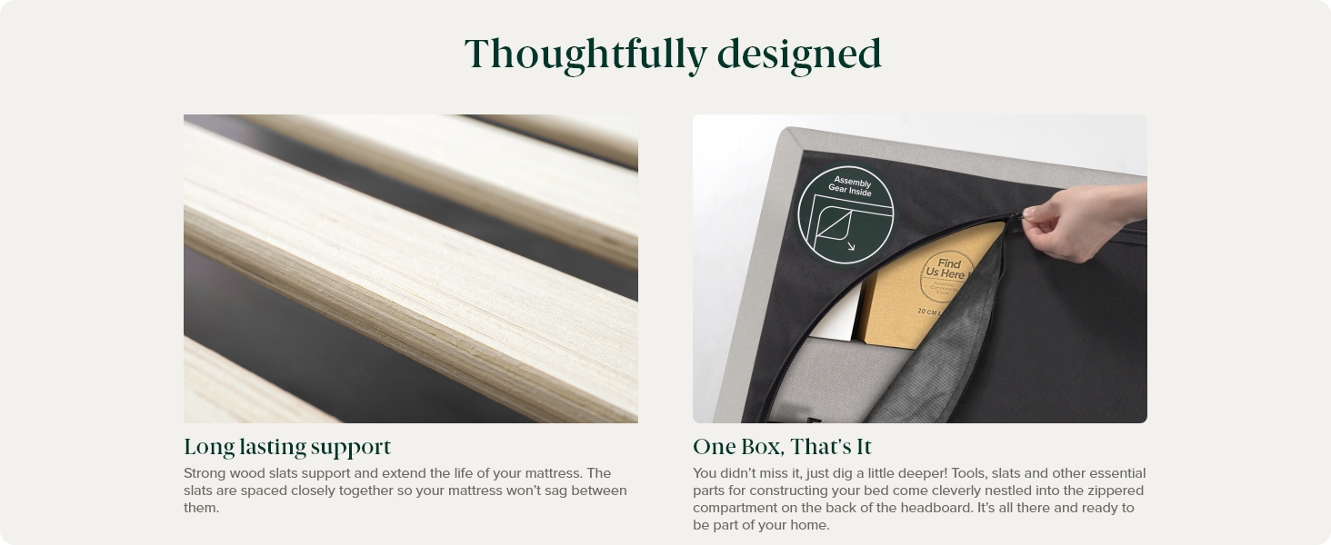 Zinus Queen Bed Frame DEBI Fabric Platform Bed Light Grey Base Mattress