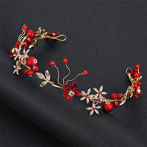 Vintage Red Rhinestone Bride Wedding 