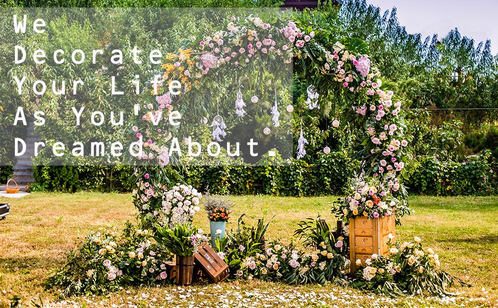 Huryfox 2 Pack Flower Garland Artificial White Rose Garlands Flowers