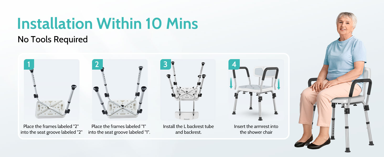 Kicimpro HSA/FSA Shower Chair for Elderly and Disabled, 10