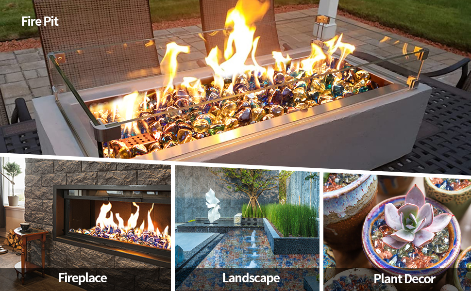 APROMISE Fire Glass for Fire Pit 1 inch Fire Pit Glass