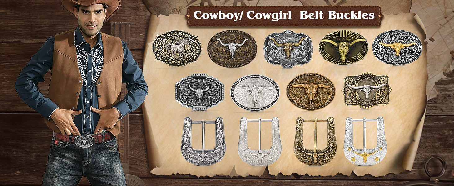 Western Belt Buckles for Men Women Cowboy Rodeo Cowgirl Western Party Mens Novelty Belt Buckle Gifts